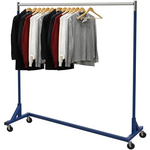 Industrial Grade Z-Base Garment Rack, 400lb Load with 62in extra long bar