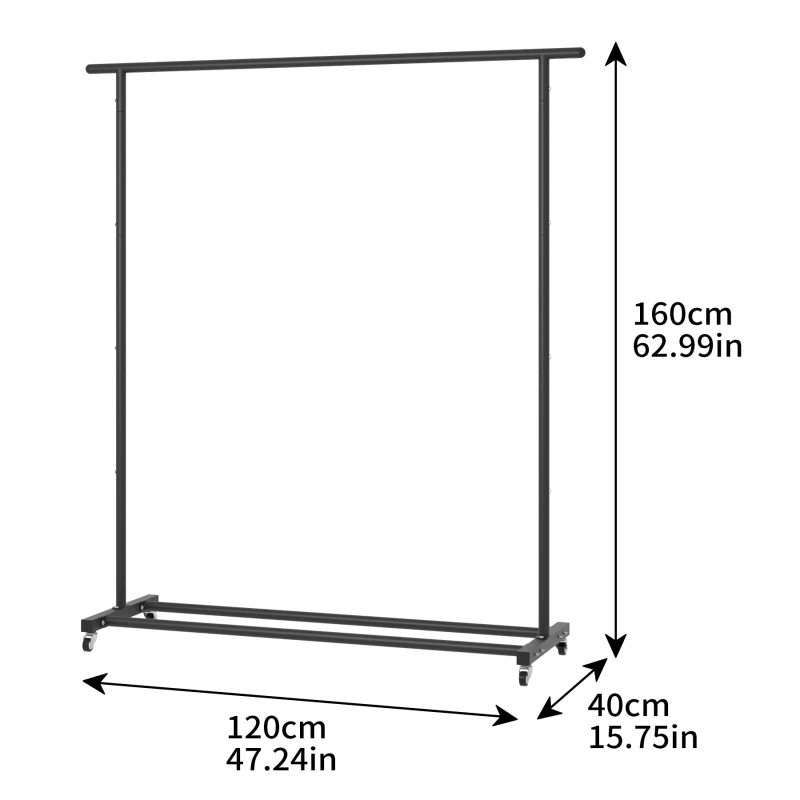 Clothing Rack Clothes Rack Standard Rod Simple Rolling Metal Garment Rack Organizer Freestanding Hanger with Wheels
