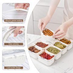 改Divided Snackle Box Charcuterie Container: Divided Serving Tray with Lid and Handle - Portable Snack Tray Platters Food Storage Containers for Fruit Nuts Candy Entertaining Party Travel