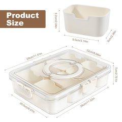 改Divided Snackle Box Charcuterie Container: Divided Serving Tray with Lid and Handle - Portable Snack Tray Platters Food Storage Containers for Fruit Nuts Candy Entertaining Party Travel