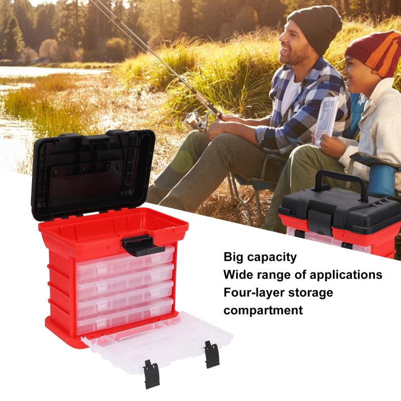 改Fishing Box 4 Layer Tackle Storage Container with Handle Multifunctional Portable 4 Layer for Containing Tools