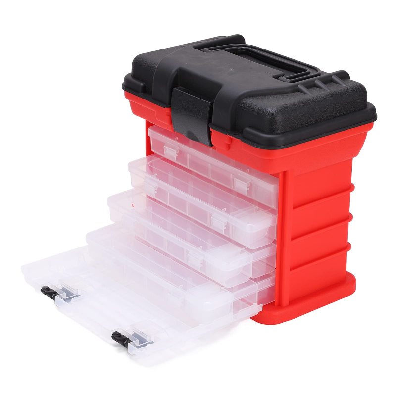 改Fishing Box 4 Layer Tackle Storage Container with Handle Multifunctional Portable 4 Layer for Containing Tools
