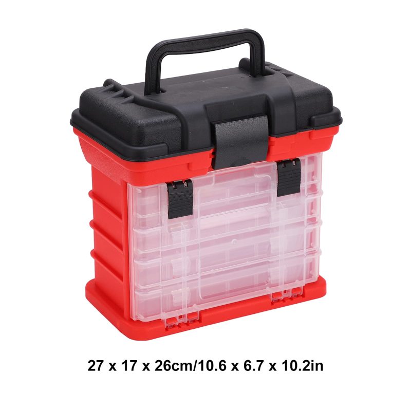 改Fishing Box 4 Layer Tackle Storage Container with Handle Multifunctional Portable 4 Layer for Containing Tools