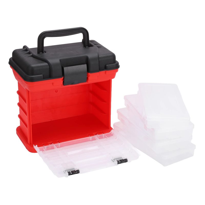改Fishing Box 4 Layer Tackle Storage Container with Handle Multifunctional Portable 4 Layer for Containing Tools