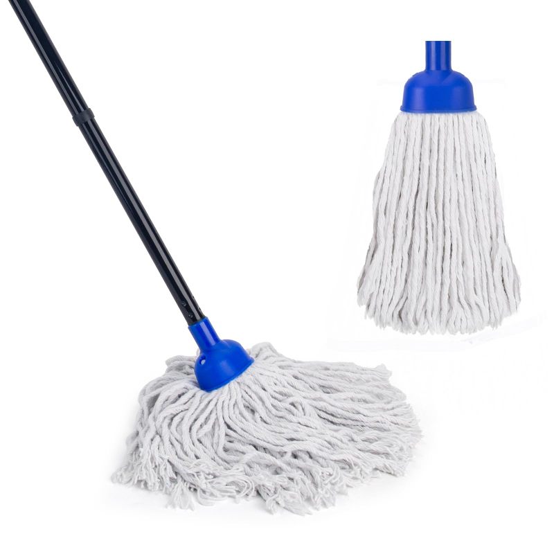 改KeFanta Mop for Floor Cleaning,2 Pcs Cotton String Wet Mops Replacement Head Refill Compatible with Microfiber Cloth Mop &amp; 0.8" Diameter Mop Handle(1 Handle &amp; 2 Mop Heads)