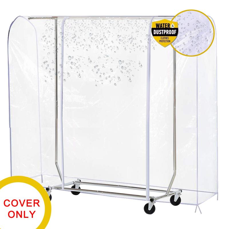 改Ruibo Clear Garment Rack Cover Dustproof Clothes Rack Cover with 2 Durable Zipper/Clothing Waterproof Protector (L:71x20x60 inch)