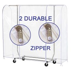 改Ruibo Clear Garment Rack Cover Dustproof Clothes Rack Cover with 2 Durable Zipper/Clothing Waterproof Protector (L:71x20x60 inch)