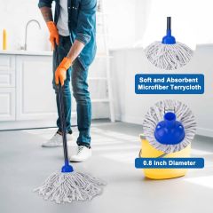 改KeFanta Mop for Floor Cleaning,2 Pcs Cotton String Wet Mops Replacement Head Refill Compatible with Microfiber Cloth Mop &amp; 0.8" Diameter Mop Handle(1 Handle &amp; 2 Mop Heads)