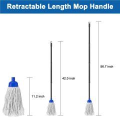 改KeFanta Mop for Floor Cleaning,2 Pcs Cotton String Wet Mops Replacement Head Refill Compatible with Microfiber Cloth Mop &amp; 0.8" Diameter Mop Handle(1 Handle &amp; 2 Mop Heads)