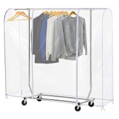 改Ruibo Clear Garment Rack Cover Dustproof Clothes Rack Cover with 2 Durable Zipper/Clothing Waterproof Protector (L:71x20x60 inch)