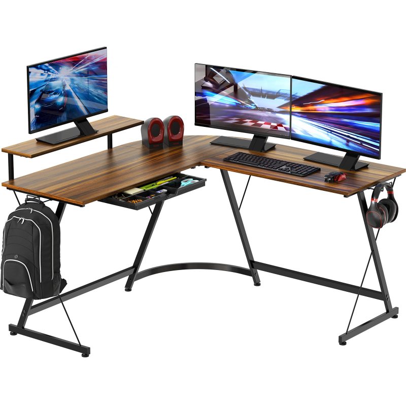 Vista L-Shape Desk with Monitor Stand