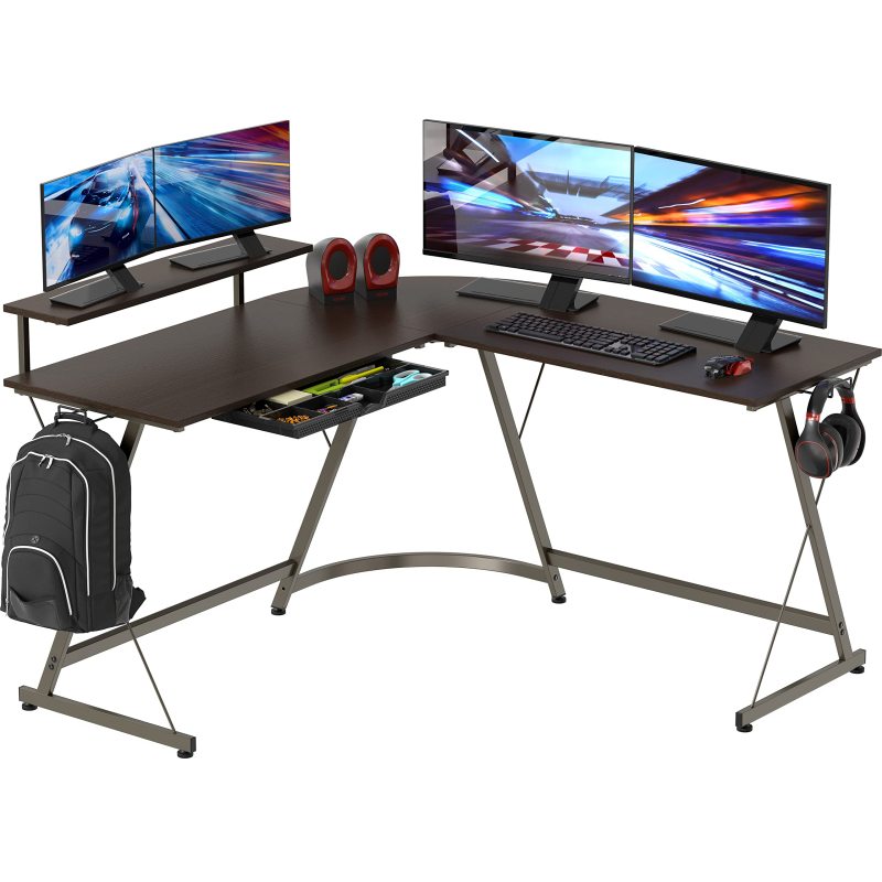 Vista L-Shape Desk with Monitor Stand