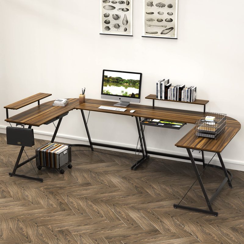 Vista L-Shape Desk with Monitor Stand