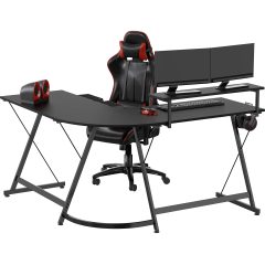 Vista L-Shape Desk with Monitor Stand
