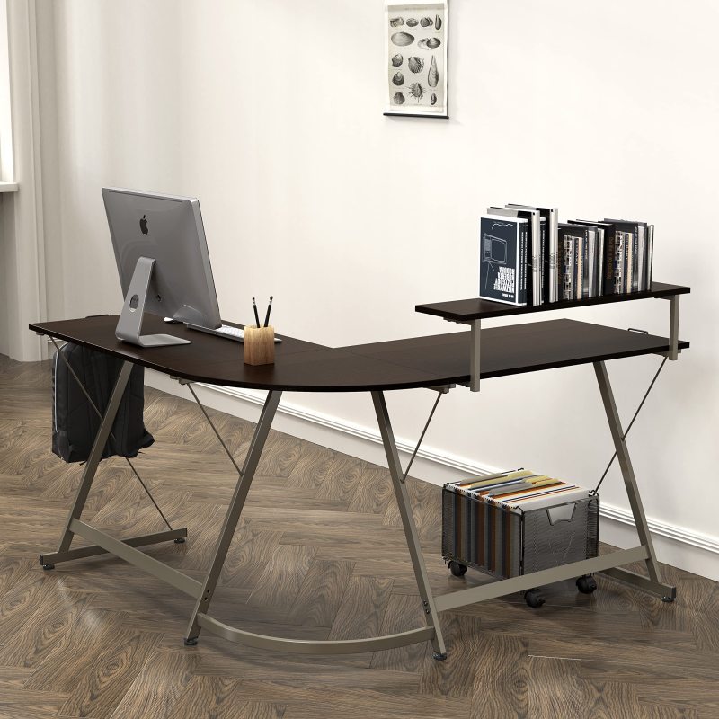 Vista L-Shape Desk with Monitor Stand