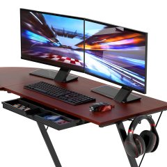 改SHW Vista L-Shape Desk with Monitor Stand, Black