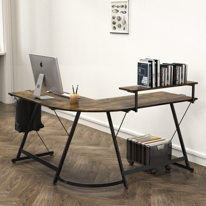 Vista L-Shape Desk with Monitor Stand