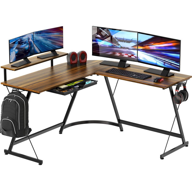Vista L-Shape Desk with Monitor Stand