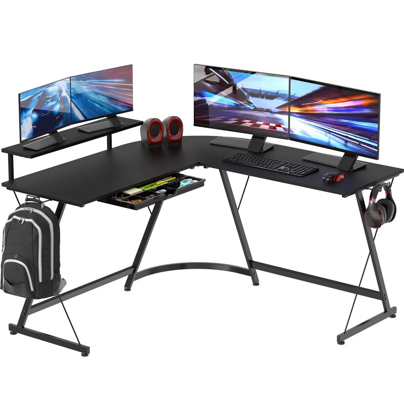 Vista L-Shape Desk with Monitor Stand