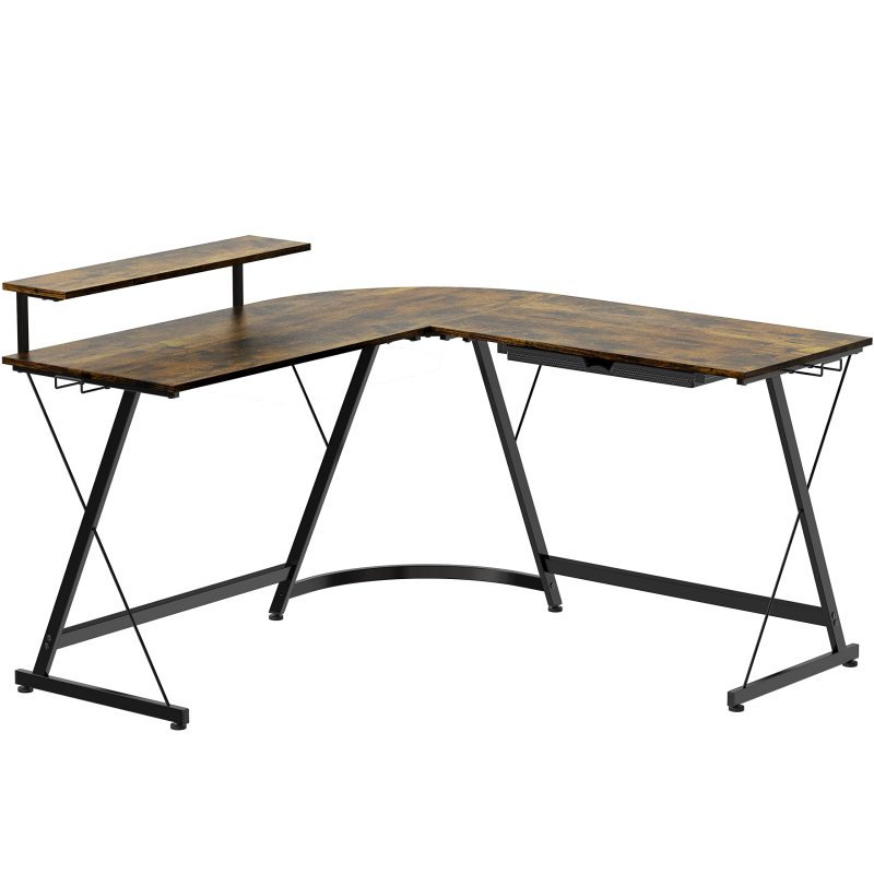 Vista L-Shape Desk with Monitor Stand