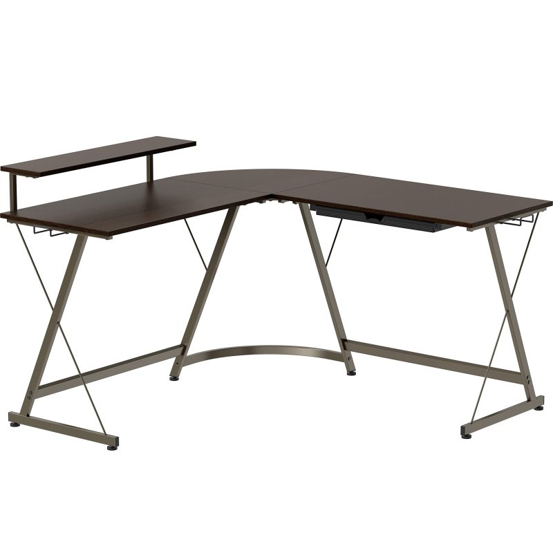Vista L-Shape Desk with Monitor Stand