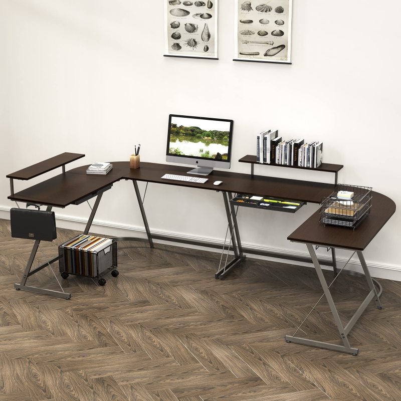 Vista L-Shape Desk with Monitor Stand