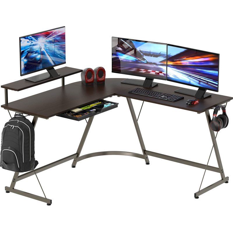 Vista L-Shape Desk with Monitor Stand
