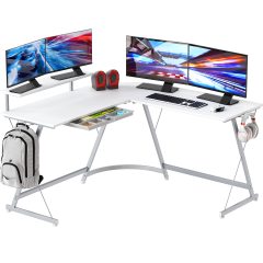 改SHW Vista L-Shape Desk with Monitor Stand, Black