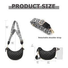 Small Crescent Crossbody Bags for Women Leather Sling Crossbody Purse Shoulder Bag with Adjustable Wide Strap…