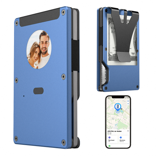 Mens Wallet with Colorful E-Ink Screen, Eink Wallet Customizable Upload Images, Messages, etc. 12 Credit Cards Minimalist Card Holder Best Holiday Gift Wallet (E-ink wallet, Macaron blue)