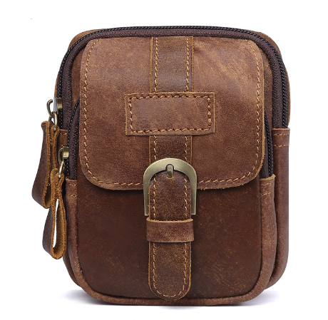 Men's Genuine Leather Multifunctional Waist Bag for Phone, Outdoor and Casual Use