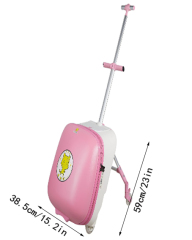 The suitcase can be ridden on and sat on. It's a 20-inch trolley suitcase with large capacity.