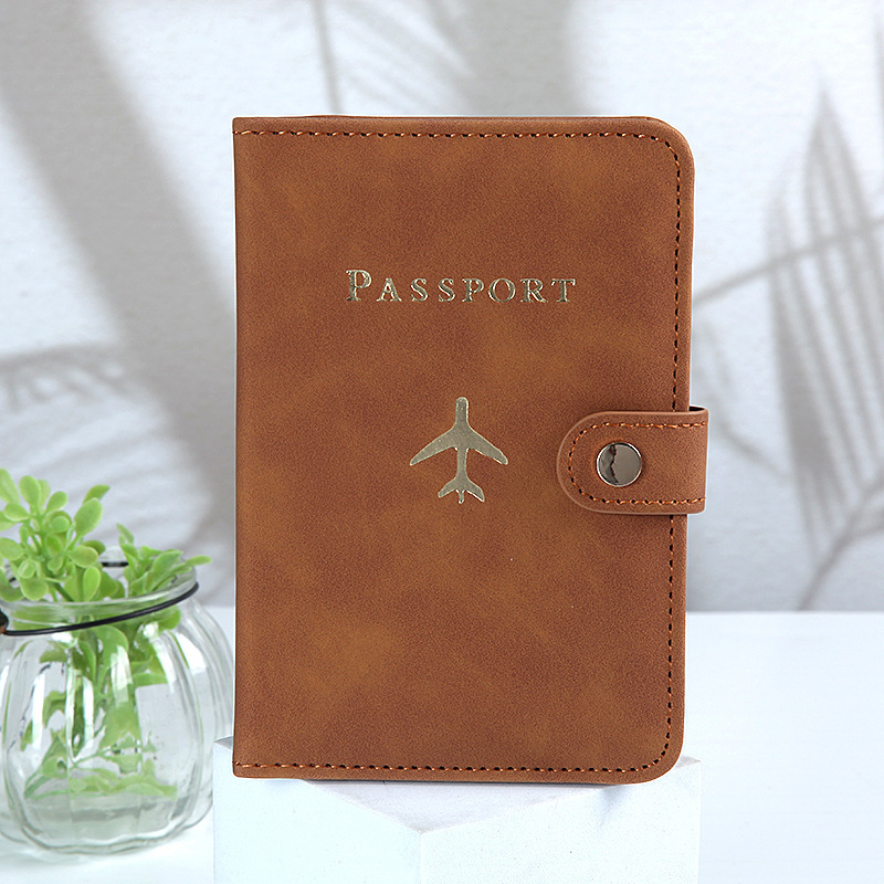 Arrow Style Travel RFID Multi-functional Concealed Button Leather Passport Bag Customized Cross-border PU Document Storage Function Small Bag