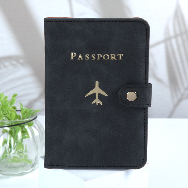 Arrow Style Travel RFID Multi-functional Concealed Button Leather Passport Bag Customized Cross-border PU Document Storage Function Small Bag