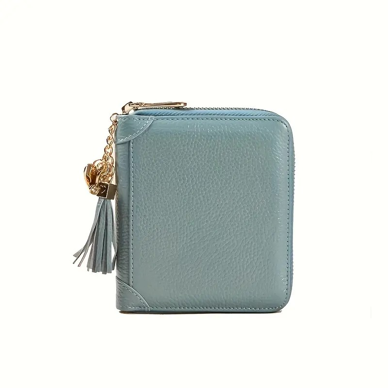 Womens Coin Purse Credit  Zip Leather Card Case RFID Blocking