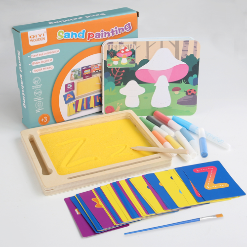 Montessori Sand Drawing & Alphabet Tracing Board for Kids – 2-in-1 Sensory Learning Toy with Reusable Water Painting Cards & Wooden Stylus – Preschool Toddler Early Education Gift