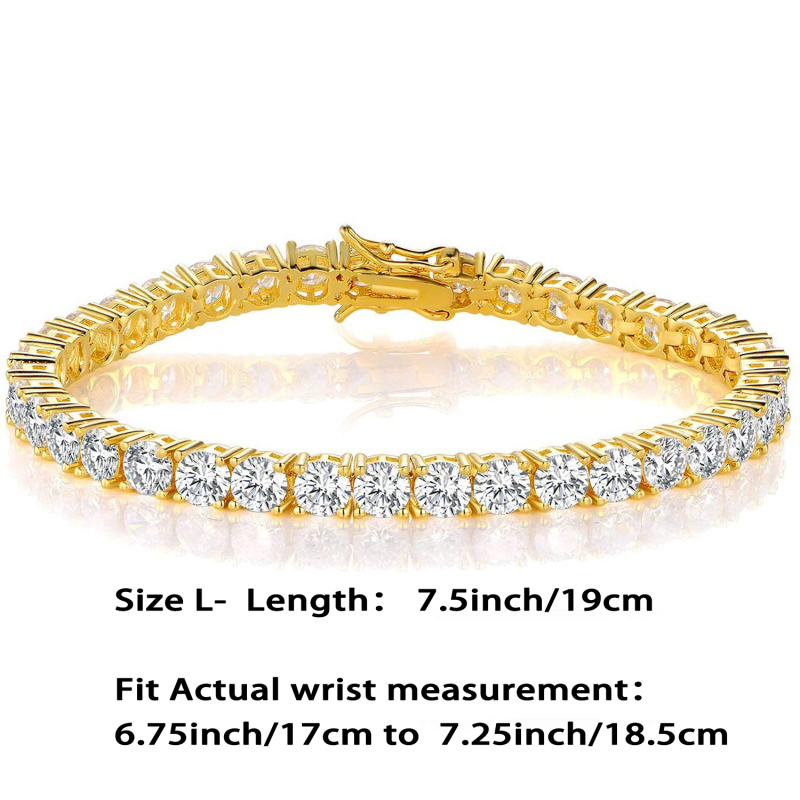 1pc 14K Gold Plated 3mm Cubic Zirconia Classic Tennis Bracelet | Gold Bracelets for Women | Size 6.5-7.5 Inch, Prefect gift for Birthday/ Christmas/ New Year's Eve/ Anniversary/ Mother's day