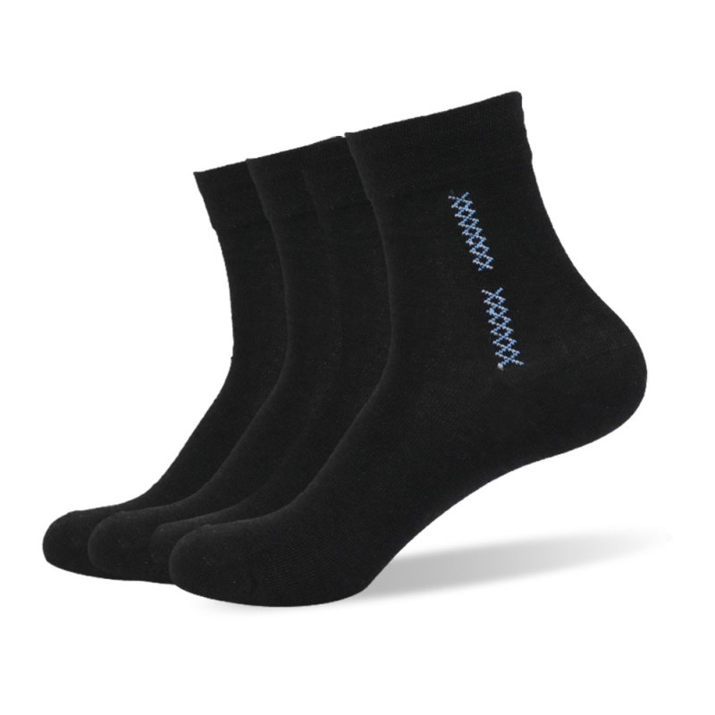 Vertical fork ramie trend sports breathable socks black socks solid color(Twelve pairs)