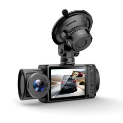 3 Channels Camera Dash Cam for Cars Front HD 1080P Inside Cabin and Rear with 2 inch IPS Screen Car DVR Video Recorder Loop Recording G-Sensor Auto Reverse Parking View Parking With 32G Card