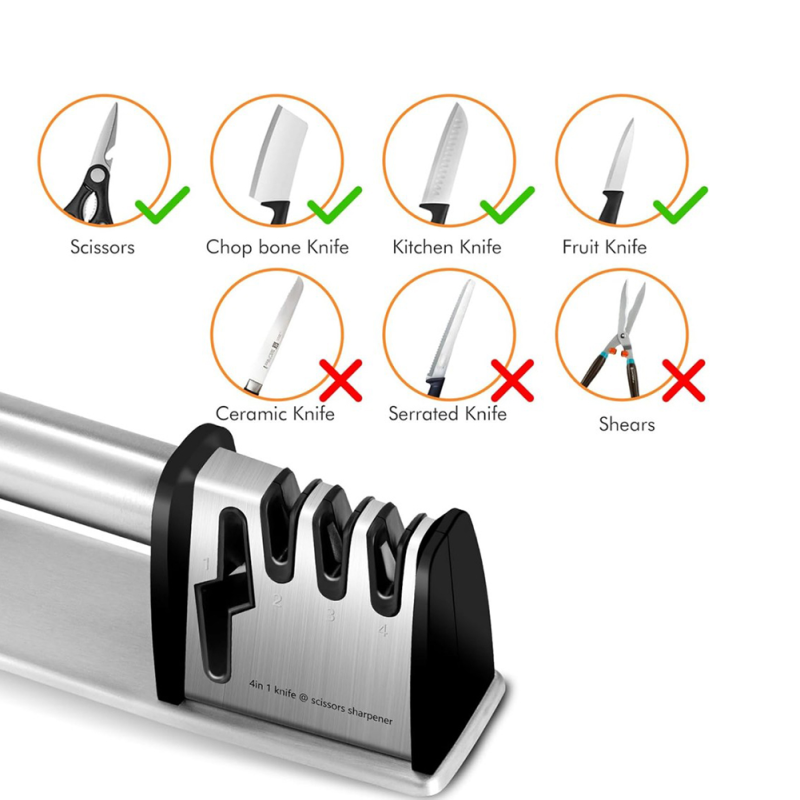 1pcs 4-in-1 Kitchen Blade and Scissor Sharpening Tool