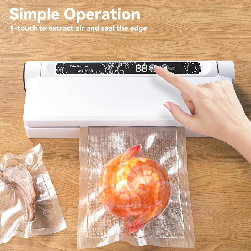 Vacuum sealing machine, food preservation vacuum sealing machine, with 10/20/50 food preservation bag, one-touch automatic food vacuum sealing machine, digital display vacuum sealing and independent sealing function