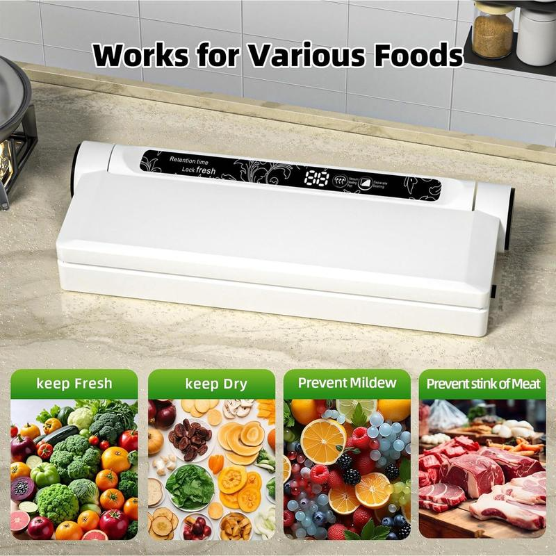 Vacuum sealing machine, food preservation vacuum sealing machine, with 10/20/50 food preservation bag, one-touch automatic food vacuum sealing machine, digital display vacuum sealing and independent sealing function