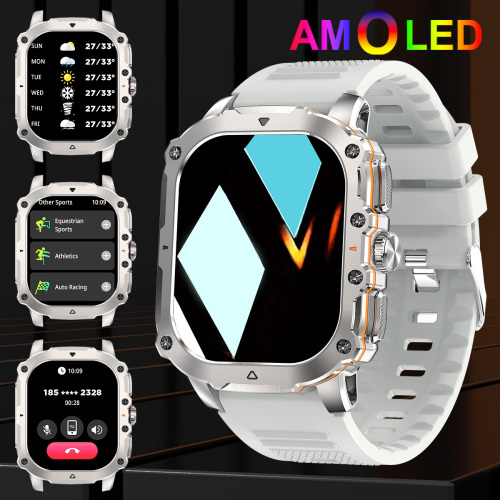 Smartwatch for Men(Answer/Make Calls), AMOLED HD Touch Screen Smart Watch With Voice Assistant/Message Reminder/Pedometer/Weather Forcest/Sport Modes, Fashion Outdoor Fitness Watch With