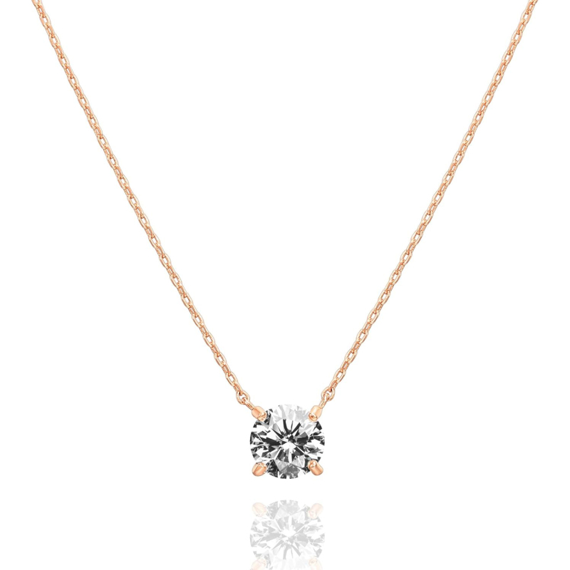 "1pc Gold Plated Crystal Solitaire 1.5 Carat (7.3mm) Cubic Zirconia Dainty Choker Necklace Gold Necklaces for Women, Prefect gift for Birthday/ Christmas/ New Year's Eve/ Anniversary/ Mother's day "
