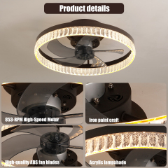 Minimalist modern ceiling fan with light and remote control, dimmable LED ceiling fan, 6-speed, timing reversible blades, modern ceiling light for bedroom nursery with remote control