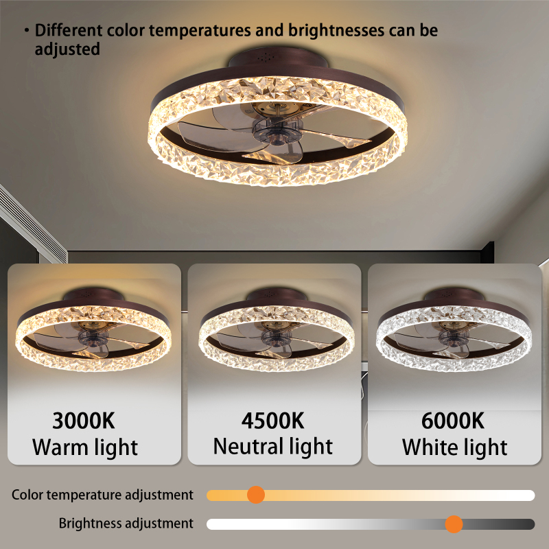 Minimalist modern ceiling fan with light and remote control, dimmable LED ceiling fan, 6-speed, timing reversible blades, modern ceiling light for bedroom nursery with remote control