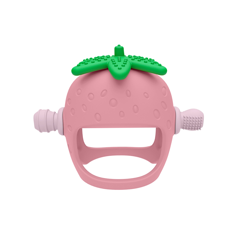 Quality Food Grade Wrist Hand Silicone Baby Teether Teething Toys Strawberry Shape Hand Protector Silicone Teether Glove For Babies