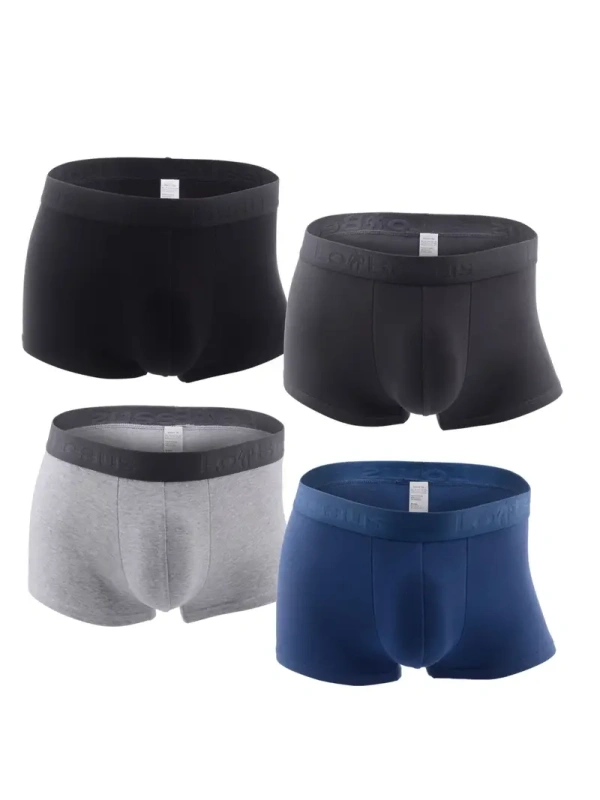 4 Pcs/pack Men Underwear Trunks Soft Breathable Rayon Cotton Made No Fly Pouch