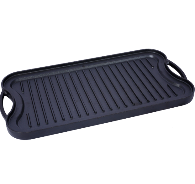 Pre-Seasoned Cast Iron Reversible Rectangular Grill/Griddle, Black,20inch x 10inch