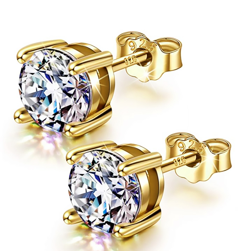 "Emma Manor 925 Sterling Silver 7mm 5A Round Cut Cubic Zirconia Stud Earring  "